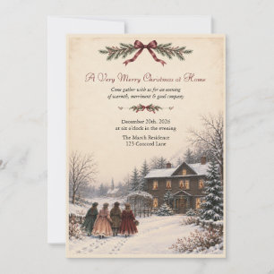 Little Women Inspired Vintage Christmas Invitation