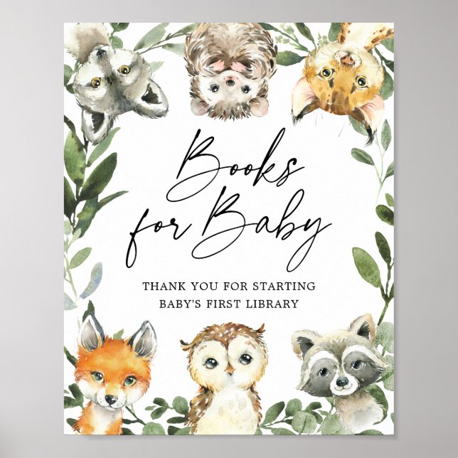 Little Woodland Baby Shower Books For Baby Sign (Front)