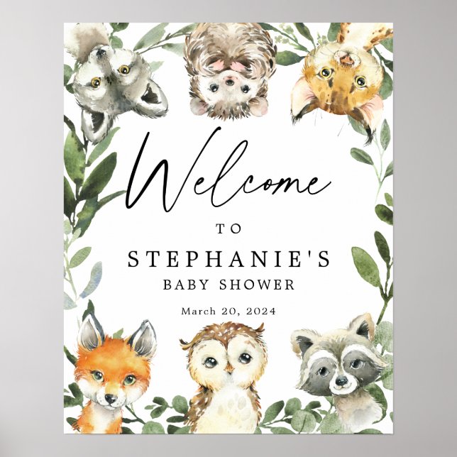 Little Woodland Baby Shower Welcome Sign (Front)