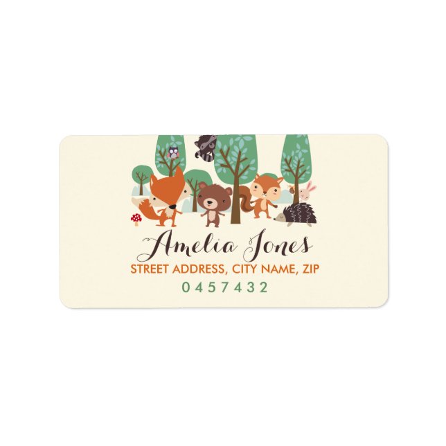 Little Woodland Friends Baby Shower Address Labels (Front)