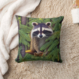 Little Woodland Wilderness Raccoon Cushion