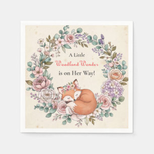 Little Woodland Wonder is on her Way Baby Shower Napkin