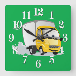 Little Yellow Cartoon Truck for Kids! Square Wall Clock