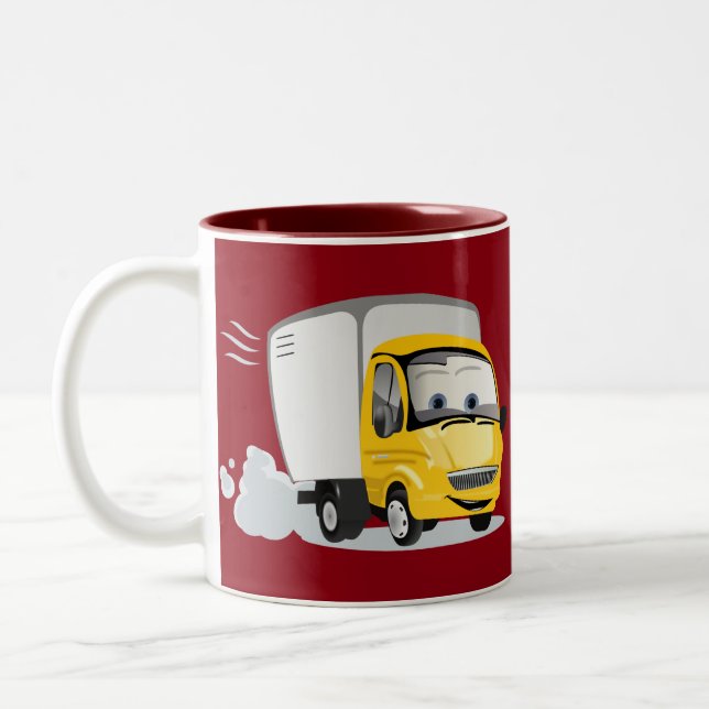 Little Yellow Cartoon Truck for Kids! Two-Tone Coffee Mug (Left)