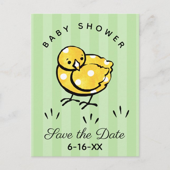 Little Yellow Chick Baby Shower Save the Date Announcement Postcard (Front)