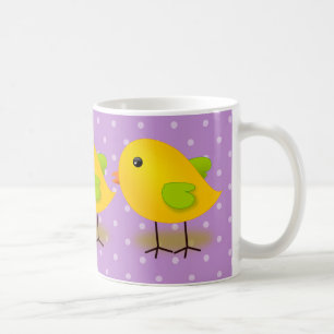 Little Yellow Chick Purple Polka Dots Coffee Mug