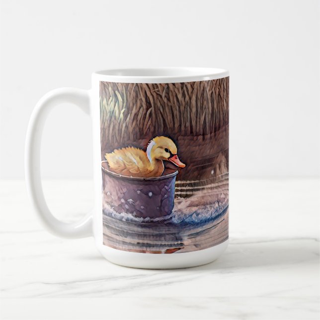 Little Yellow Duckling Playing In Bucket Coffee Mug (Left)