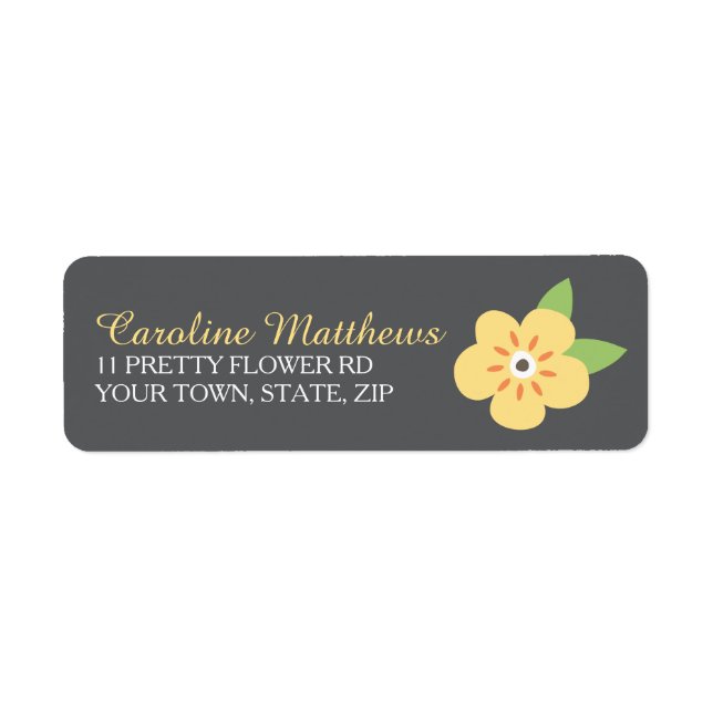 Little yellow flower custom return address label (Front)