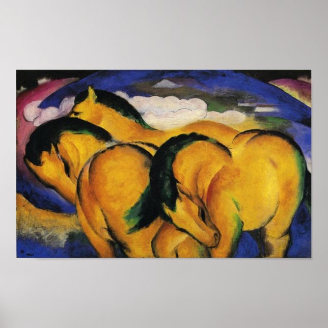 Little Yellow Horses 1912 by Franz Marc Poster (Front)