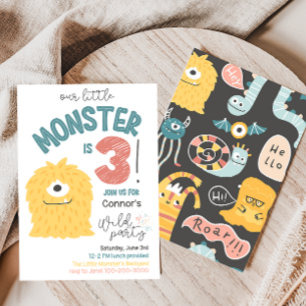 Little Yellow Monster 3rd Birthday Invitation