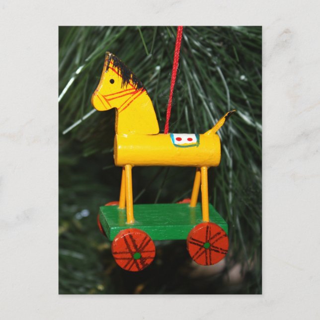 Little Yellow Rocking Horse Ornament Postcard (Front)
