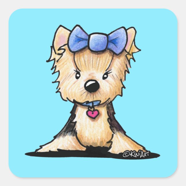 Little Yorkie Boo Square Sticker (Front)