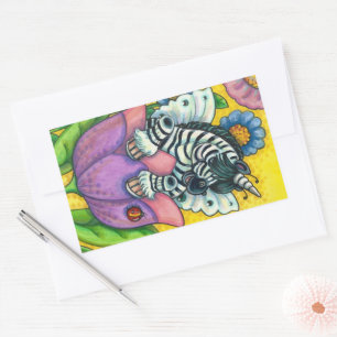 LITTLE ZEBO WHIMSYNICKER, ZEBRA UNICORN Fantasy Rectangular Sticker