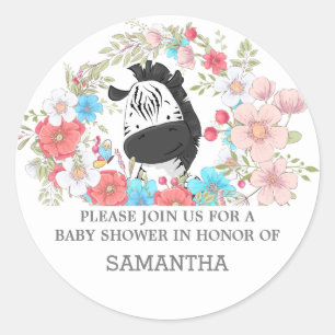 Little zebra safari jungle animals watercolor fun classic round sticker