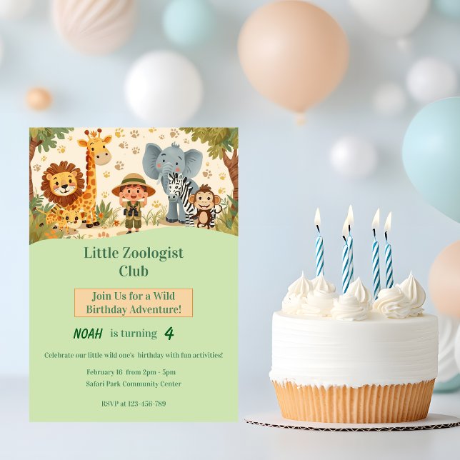 Little Zoologist Safari Animals Kids Birthday Invitation (Creator Uploaded)