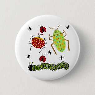Littlebeane Bugs Insects  Ladybug Ant Caterpillar 6 Cm Round Badge
