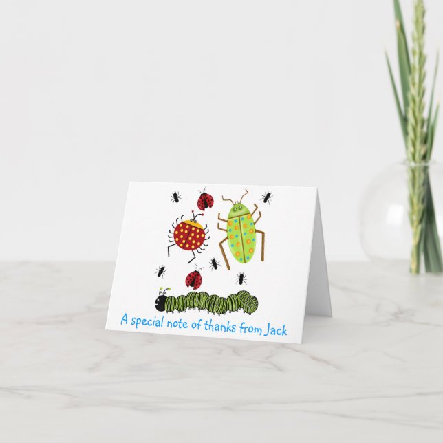 Littlebeane Bugs Insects  Ladybug Ant Caterpillar Thank You Card (Front)