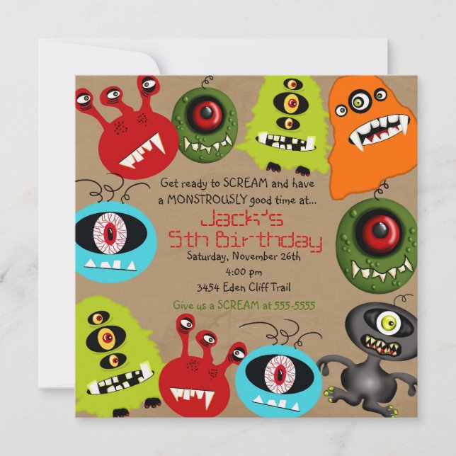 LittleBeane Monsters Invitation (Front)
