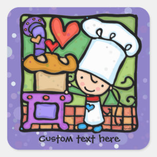LittleGirlie Chef loves to bake bread PPL Square Sticker