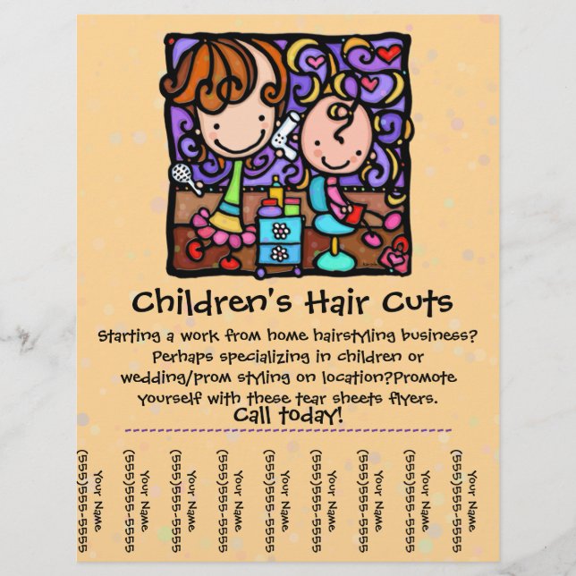 LittleGirlie cuts & styles childrens' hair! TAN Flyer (Front)