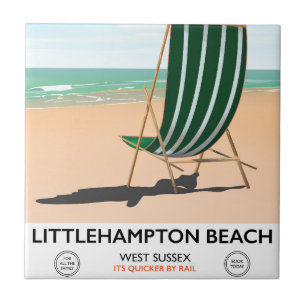 Littlehampton Beach East Sussex travel poster Ceramic Tile