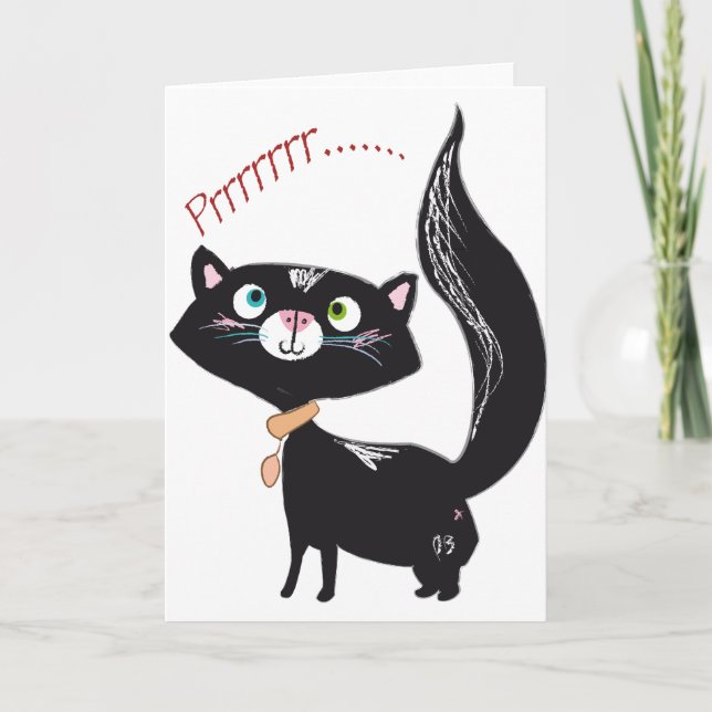 LittlePixyBoots - *Blacky* Kitty Cat Holiday Card (Front)