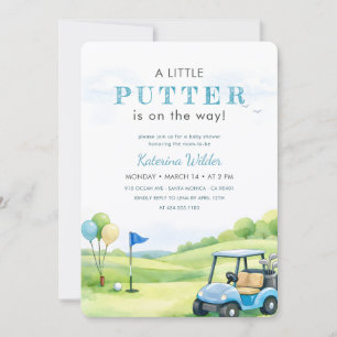 Littler Putter Elegant Golf Baby Shower Invitation