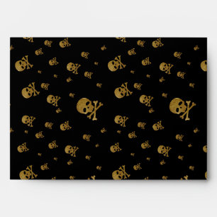 Littles Golden Glitters Pirates Skulls on Black Envelope