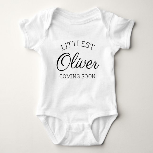 Littlest Baby Announcement With Name Baby Bodysuit (Front)