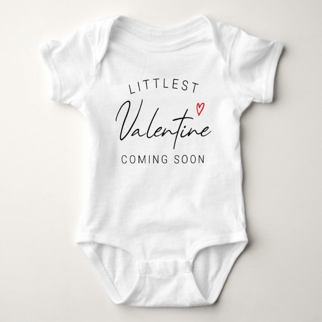Littlest Valentines Day Pregnancy Announcement Baby Bodysuit (Front)