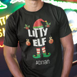 Litty elf funny Christmas family outfit name T-Shirt<br><div class="desc">This hilarious self-ironic litty elf t-shirt, which is a part of a matching family elf clothing collection with gifts for every family member, will help you get into the holiday spirit. Perfect for any Christmas family gathering, this fun t-shirt features a cute elf hat and tiny legs, with the caption...</div>