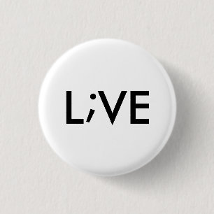 live 3 cm round badge