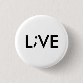 live 3 cm round badge