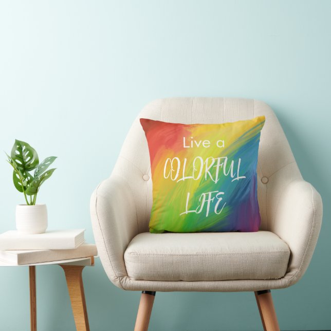Live A Colourful Life Throw Pillow (Chair)