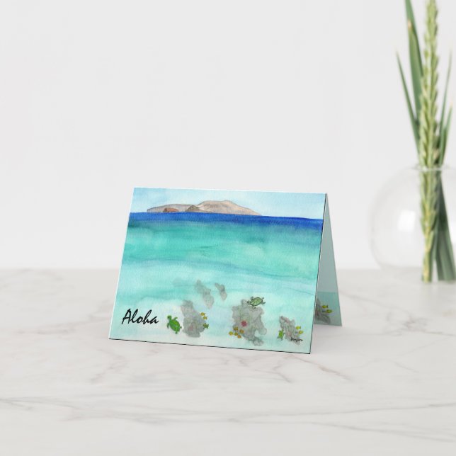 Live Aloha greeting card, painting of South Maui Card (Front)