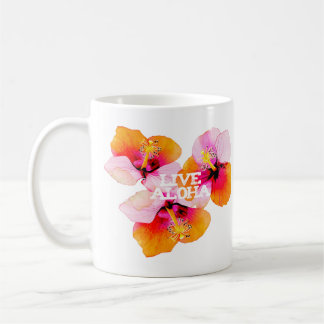 Live Aloha Hibiscus Floral Tropical Flowers Hawaii Coffee Mug
