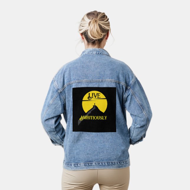Live Ambitiously Denim Jacket (Model)