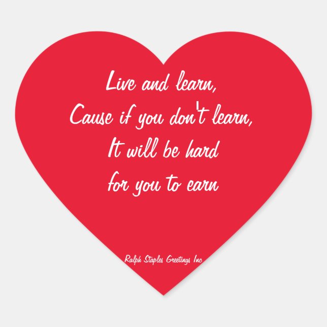 Live and Learn Heart Sticker (Front)