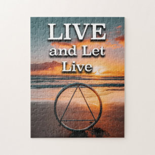 Live And Let Live Recovery Slogan Sunrise Jigsaw Puzzle