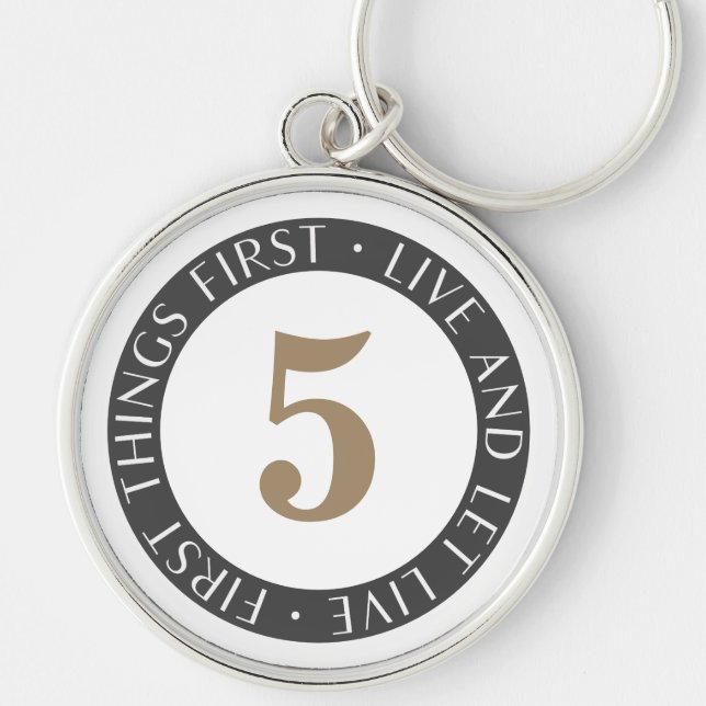 Live and Let Live Sobriety Birthday Black Gold  Key Ring (Front)