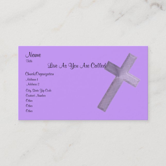 Live As You Are Called Business Card (Front)