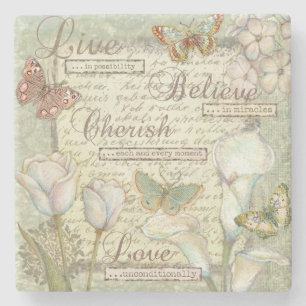 Live Believe Cherish Stone Coaster