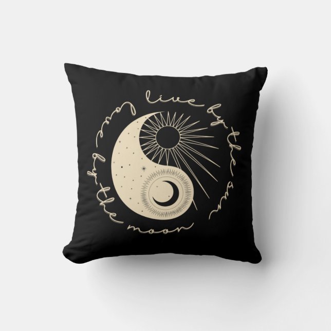 Live by the Sun Love by the Moon Celestial Black  Cushion (Front)