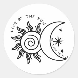 “Live by the Sun, Love by the Moon-Celestial Classic Round Sticker