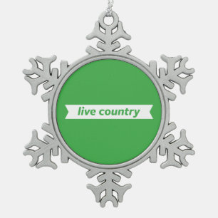Live Country Snowflake Pewter Christmas Ornament