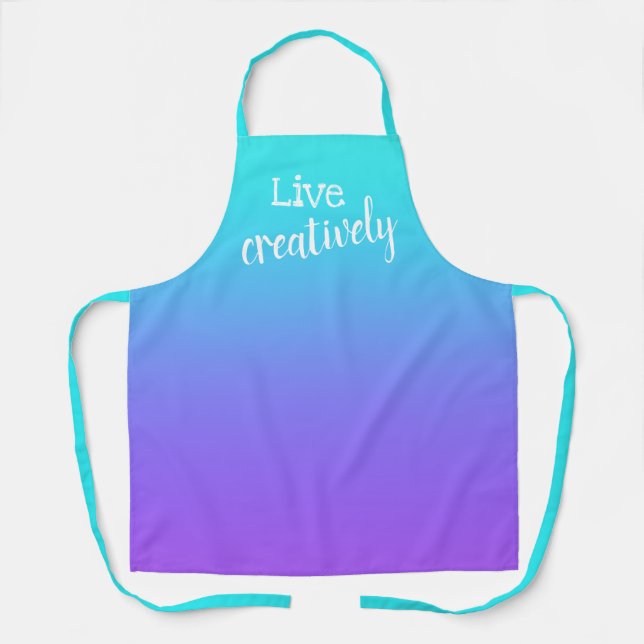 Live Creatively Teal to Purple Gradient Apron (Front)