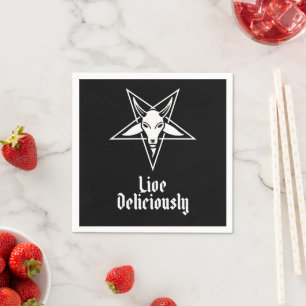 Live Deliciously Black Phillip Baphomet Cocktail Napkin