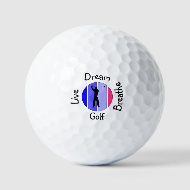 Live, dream, breathe golf golf balls (Front)