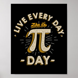 Live Every Day Like It's Pi-day - Funny Vintage Pi Poster
