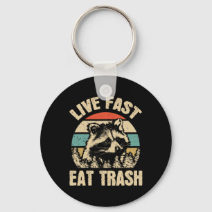 Live Fast Eat Trash Funny Racoon Camping Or Hikin Key Ring